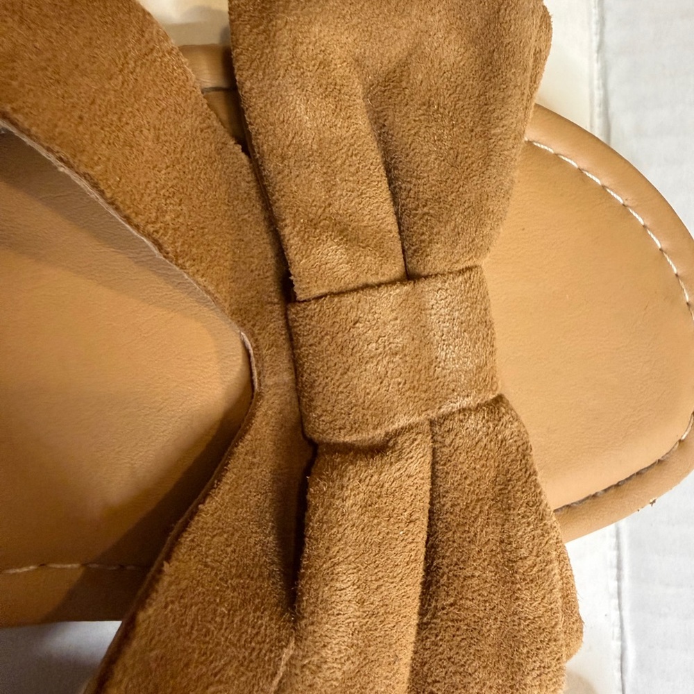 UGG Fonda Suede Slide Sandals Bow Thick Straps Chestnut 7.5 Brown - Picture 7 of 10